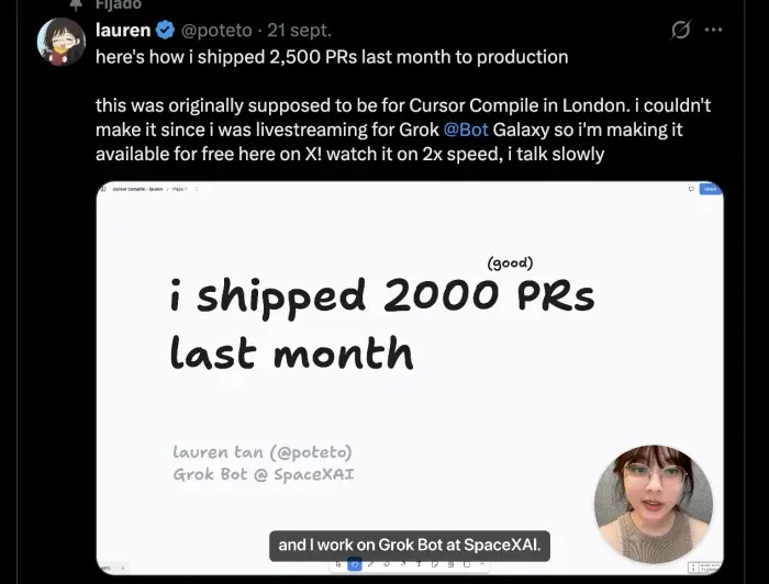 Lauren Tan (@poteto) on shipping thousands of PRs to production in a month